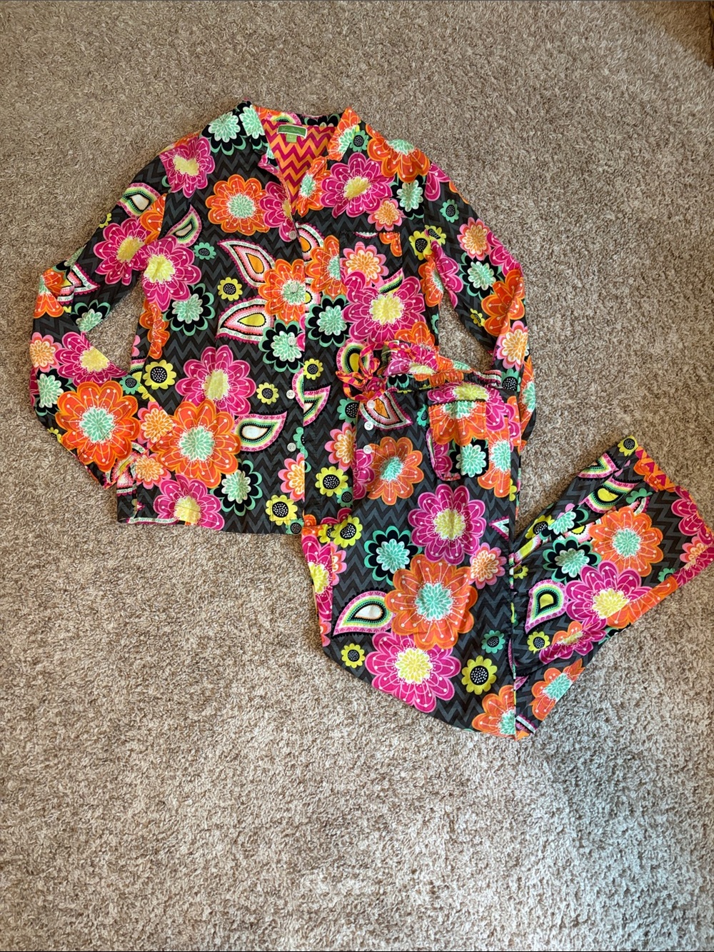 Vera Bradley 100% cotton pajama set, “Ziggy Zinnia”